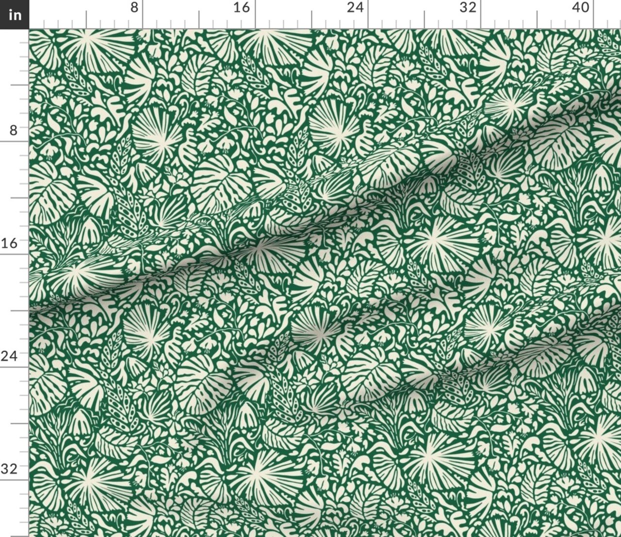 Abstract Rainforest Green Botanical Tropical Leaves Flowers Custom Printed Fabric by Spoonflower Various Fabrics by the Yard or Fat Quarter